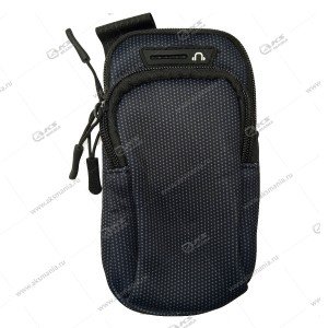Спортивная чехол-сумка для бега для телефона на руку №3 черный с синим