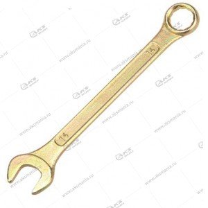 Ключ гаечный REXANT комбинированный (накидной + рожковый 14 мм, желтый цинк
