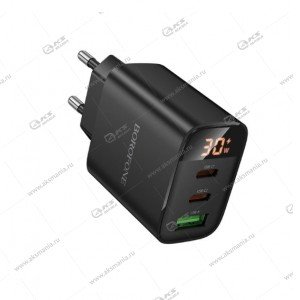 СЗУ Borofone BA98A PD30Вт(2C1A) цифровой дисплей (EU) евровилка, черный