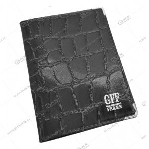 Обложка на паспорт GFF A-079 (крокодил/нат.кожа) черный