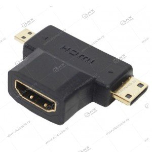 Переходник H174 HDMI(F) micro(M)-mini HDMI(M)