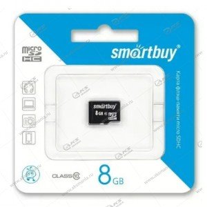 Карта памяти 8GB microSDHC class 10 SmartBuy без адаптера