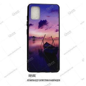 Силикон iPhone 6G/6S со стеклянной вставкой (Лодка на закате)