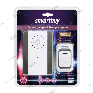 Беспроводной дверной звонок Smartbuy 100м радиус, 3xAA, 38 мелодии, белый (SBE-11-DP7-25)