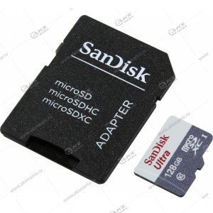 Карта памяти 128GB microSDXC class 10 SanDisk Ultra 80MB/s с адаптером