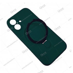 Cиликоновый чехол (Silicone Case) 360 MagSafe-подставка для iPhone 16 темно-зеленый