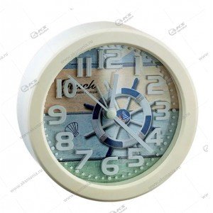 Часы-будильник Perfeo PF-TC-013, круглые 10,5 см, штурвал