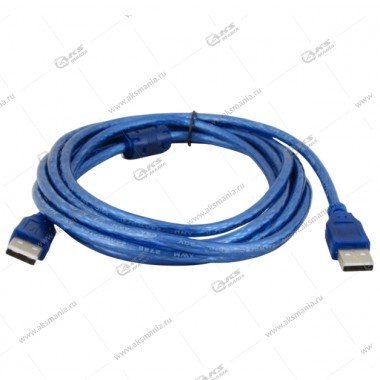 Кабель DL36 USB2.0  M/M с фильтром 3м голубой (А422)