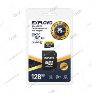 Карта памяти 128GB microSDXC Class 10 UHS-1 Elite Exployd с адаптером SD 45 MB/s