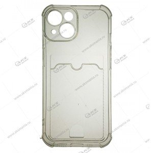 Силикон для iPhone 15 плотный прозрачный с картхолдером
