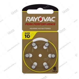 Элемент питания RAYOVAC PEAK 10/6BL для слуховых аппаратов