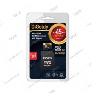 Карта памяти 32GB microSDHC Class 10 UHS-1 Extreme Digoldy с адаптером SD 45 MB/s