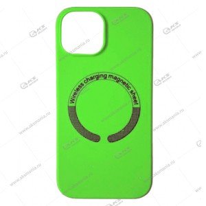 Cиликоновый чехол (Silicone Case) 360 MagSafe для iPhone 15 Pro Max салатовый