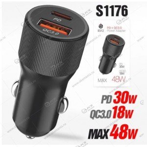 АЗУ Deespi ES12 1USB QC3.0 23Вт+PD30Вт черный