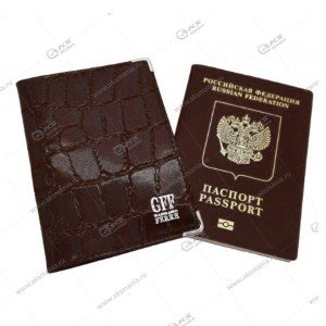 Обложка на паспорт GFF A-079 (крокодил/нат.кожа) коричневый