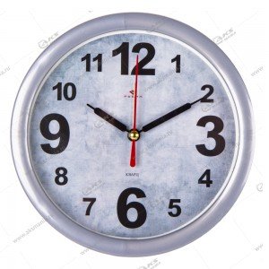 Часы-будильник настольные B4-045 кварц d=15см, корпус серый "Классика"