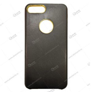 Силикон плотный для iPhone 7/8 Plus черный с золотыми вставками