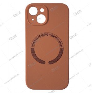 Cиликоновый чехол (Silicone Case) 360 MagSafe для iPhone 15 с защитой камеры пудровый