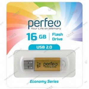 Флешка USB 2.0 16GB Perfeo E01 Gold economy series