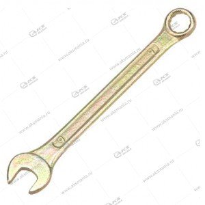 Ключ гаечный REXANT комбинированный (накидной + рожковый 9 мм, желтый цинк