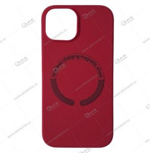 Cиликоновый чехол (Silicone Case) 360 MagSafe для iPhone 15 бордовый