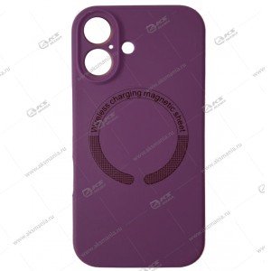 Cиликоновый чехол (Silicone Case) 360 MagSafe для iPhone 16 с защитой камеры чернично-серый