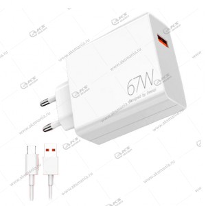 СЗУ Deespi DE-07 67Вт 1 USB QC3.0 +кабель Type-C белый
