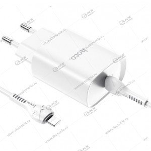СЗУ Hoco N14 Smart Charging single port PD20W charger + кабель Type-C to Lightning белый