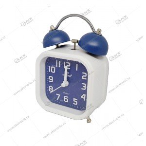 Часы-будильник настольные 7031 белый с синим