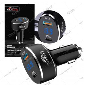 АЗУ Carlive CR32 1USB QC3.0+PD25Вт с индик. вольтметра, черный