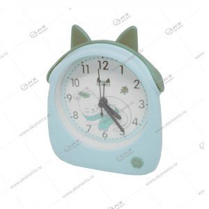 Часы 1835 "Котик" будильник голубой