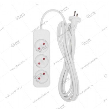 Сетевой удлинитель Rexant STANDARD б/з. 3 розетки 3м, белый (13-4007)