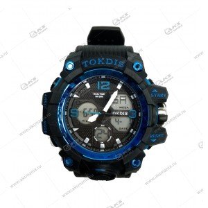 Наручные часы KASIO водонепроницаемые в пластике черные с синим