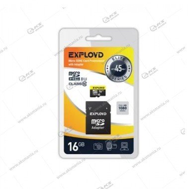 Карта памяти Exployd 16GB microSDHC Class 10 UHS-1 Elite с адаптером SD 45 MB/s