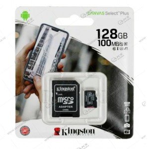 Карта памяти 128GB microSDXC Kingston Class 10 Canvas Select Plus A1 (100 Mb/s) +SD адаптер