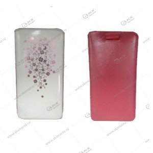 Чехол кожа с язычком (14,5х7см) la fleur эра бело-розовый
