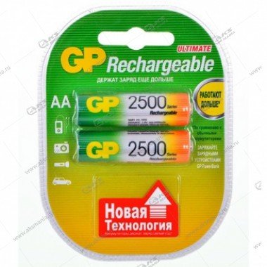 Элемент питания аккумулятор GP R6 (AA) 2500 mAh/2BL
