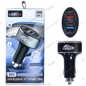 АЗУ Carlive MR49A металл 2USB QC3.0/2.4A/PD 60Вт черный