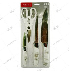 Набор столовых ножей R-09A 3шт+ножницы (33см,29см,20см)