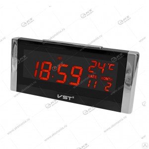 Часы настенные-дата-температура VST-731W/1 красный