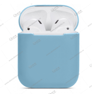 Силиконовый чехол для Airpods 2 с карабином Sky Blue