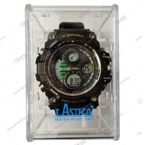 Наручные часы LASKA водонепроницаемые в пластике черные
