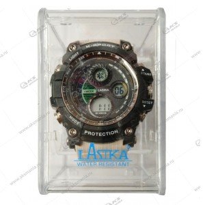 Наручные часы LASKA водонепроницаемые в пластике черно-бежевые