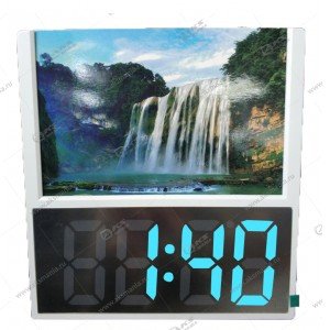 Часы-будильник настольные/настенные с фоторамкой DS-6608 бело-синий