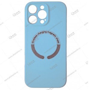 Cиликоновый чехол (Silicone Case) 360 MagSafe для iPhone 16 Pro Max с защитой камеры голубой